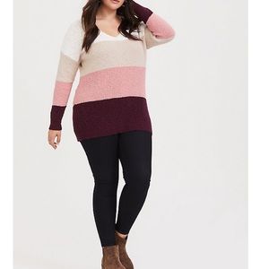 Multi colored cross back knit tunic sweater